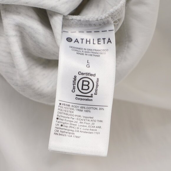 ATHLETA Hybrid Gallery Hoodie Top Mixed Media Gray/White Size L - Picture 8 of 8